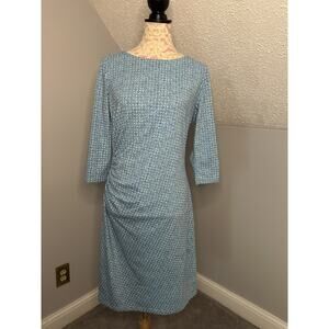 NWT J. McLaughlin Women's 3/4 Sleeve Sage Sheath Dress Blue Green Dolce Dot